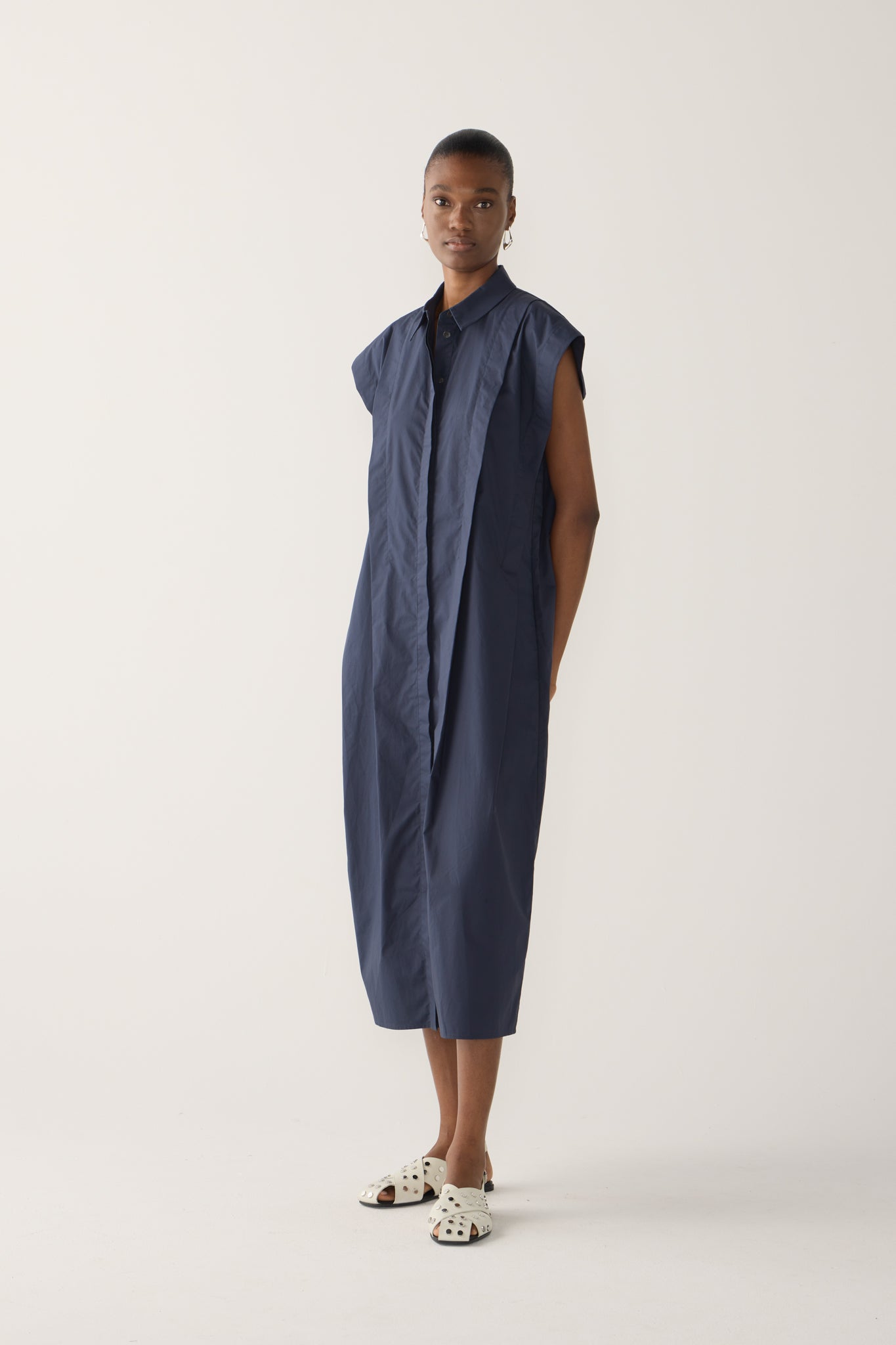 Mona Dress | Navy Poplin