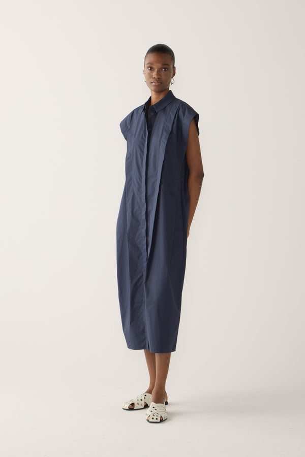 Mona Dress | Navy Poplin