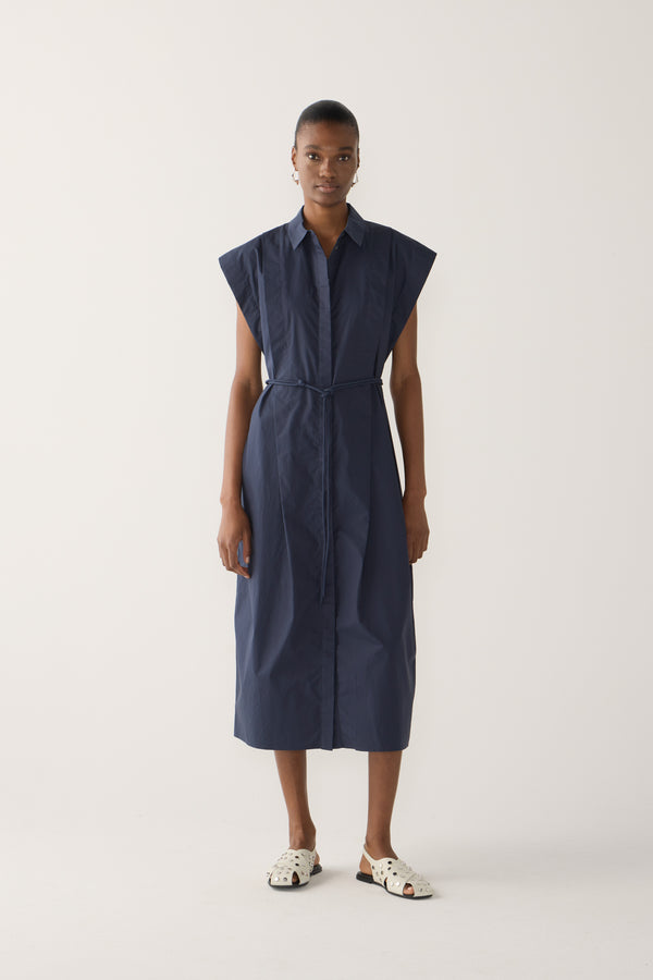 Mona Dress | Navy Poplin