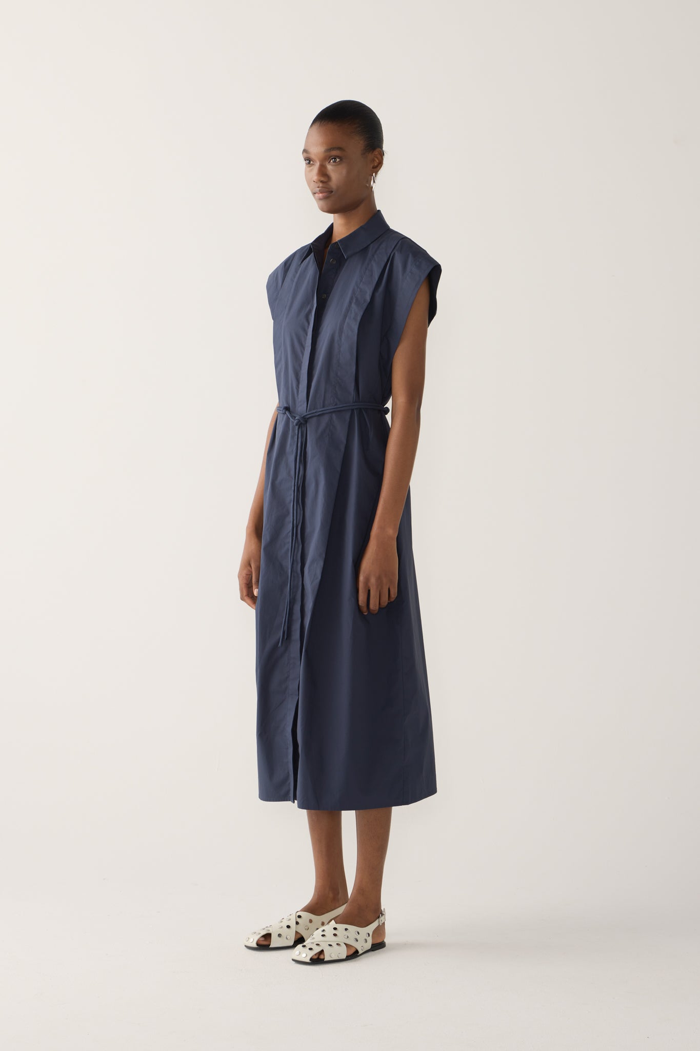 Mona Dress | Navy Poplin