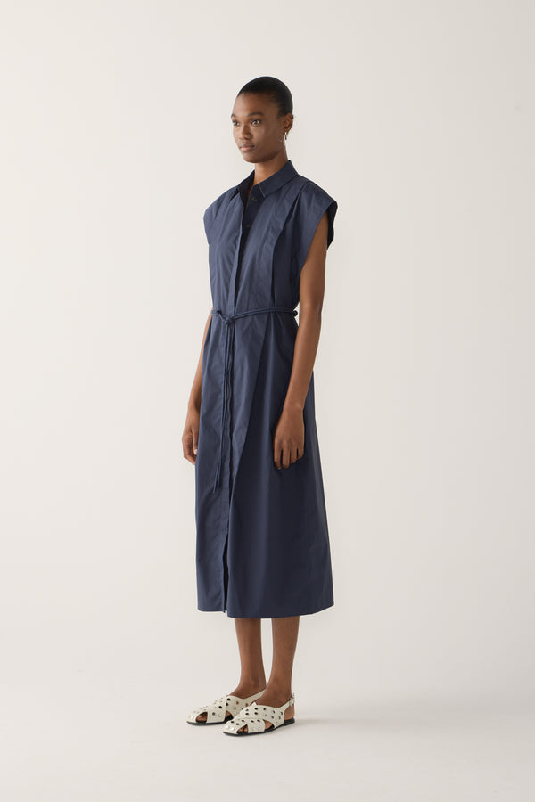 Mona Dress | Navy Poplin