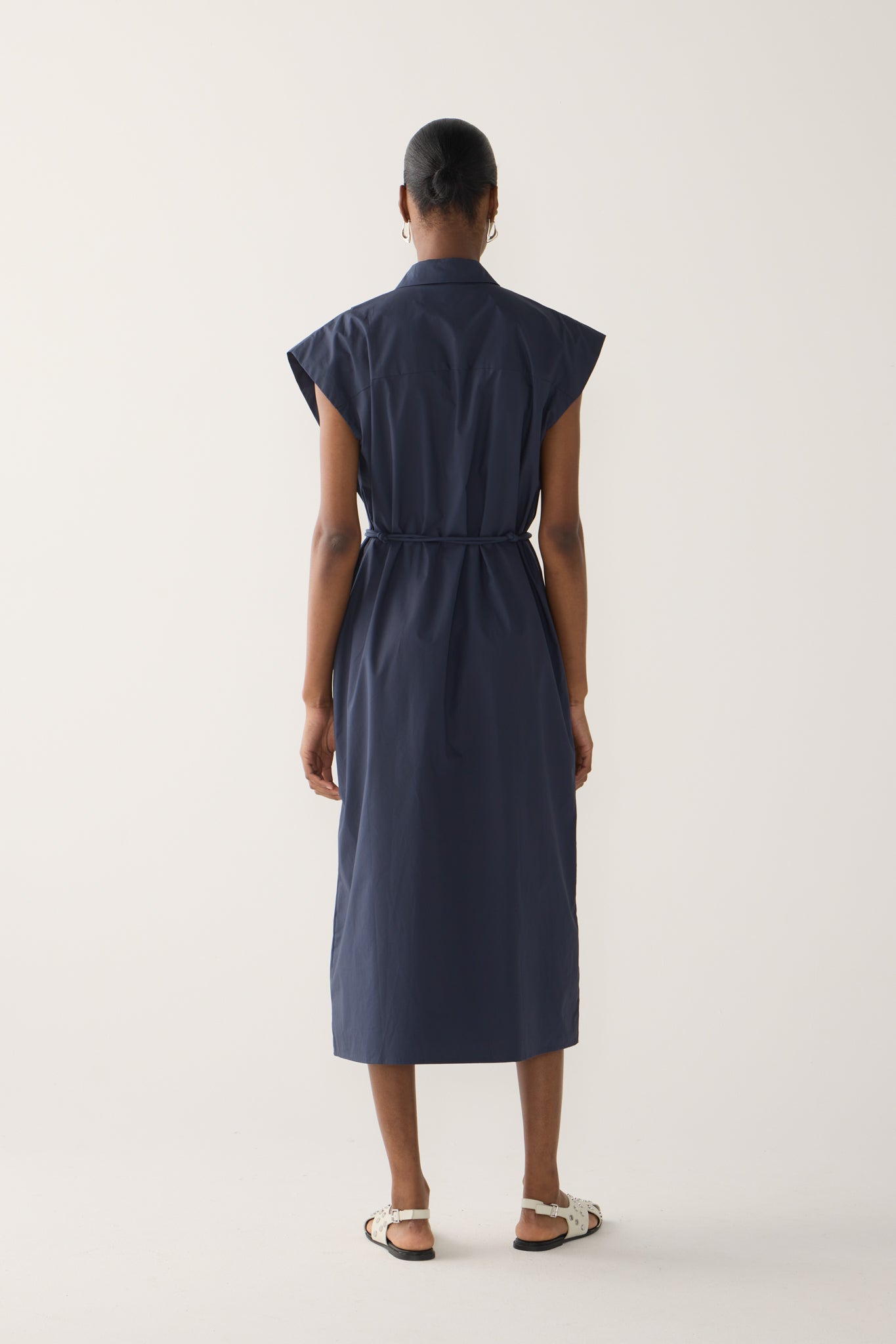 Mona Dress | Navy Poplin