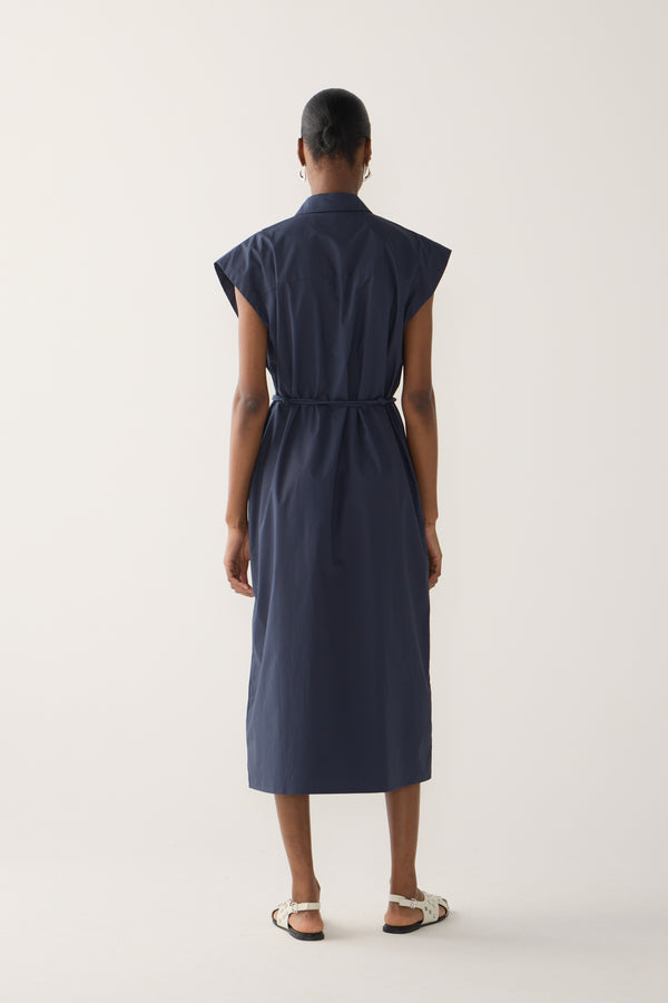 Mona Dress | Navy Poplin