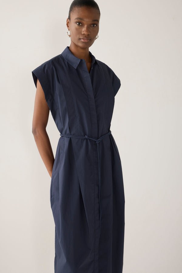 Mona Dress | Navy Poplin