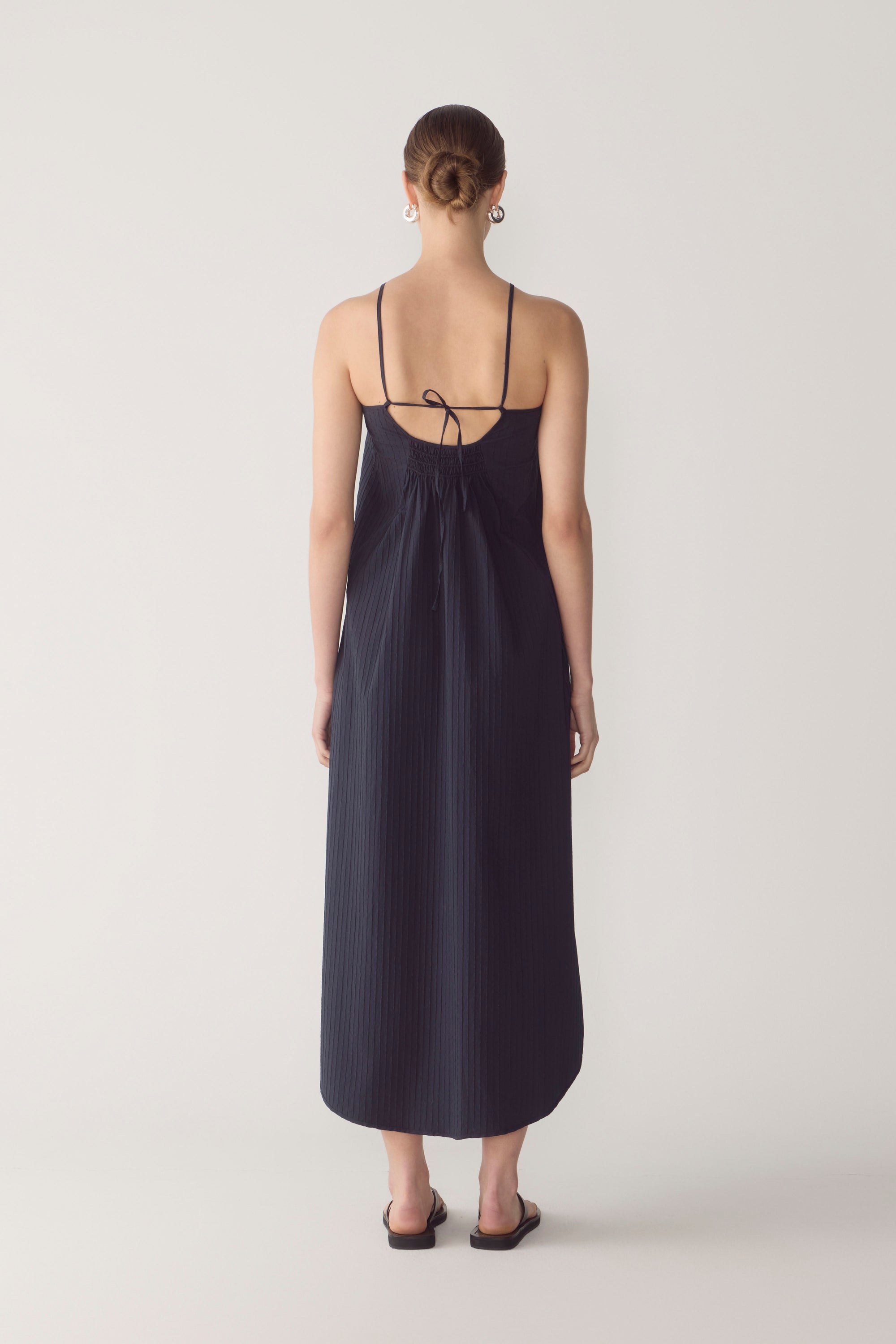 Morgan Dress | Navy Textured Stripe