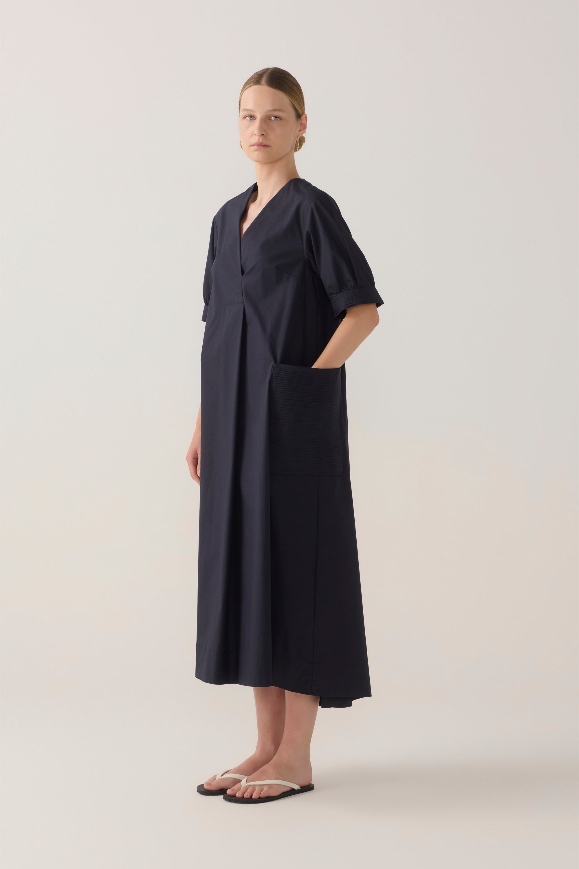 Marlowe Dress | Navy Cotton Tencel