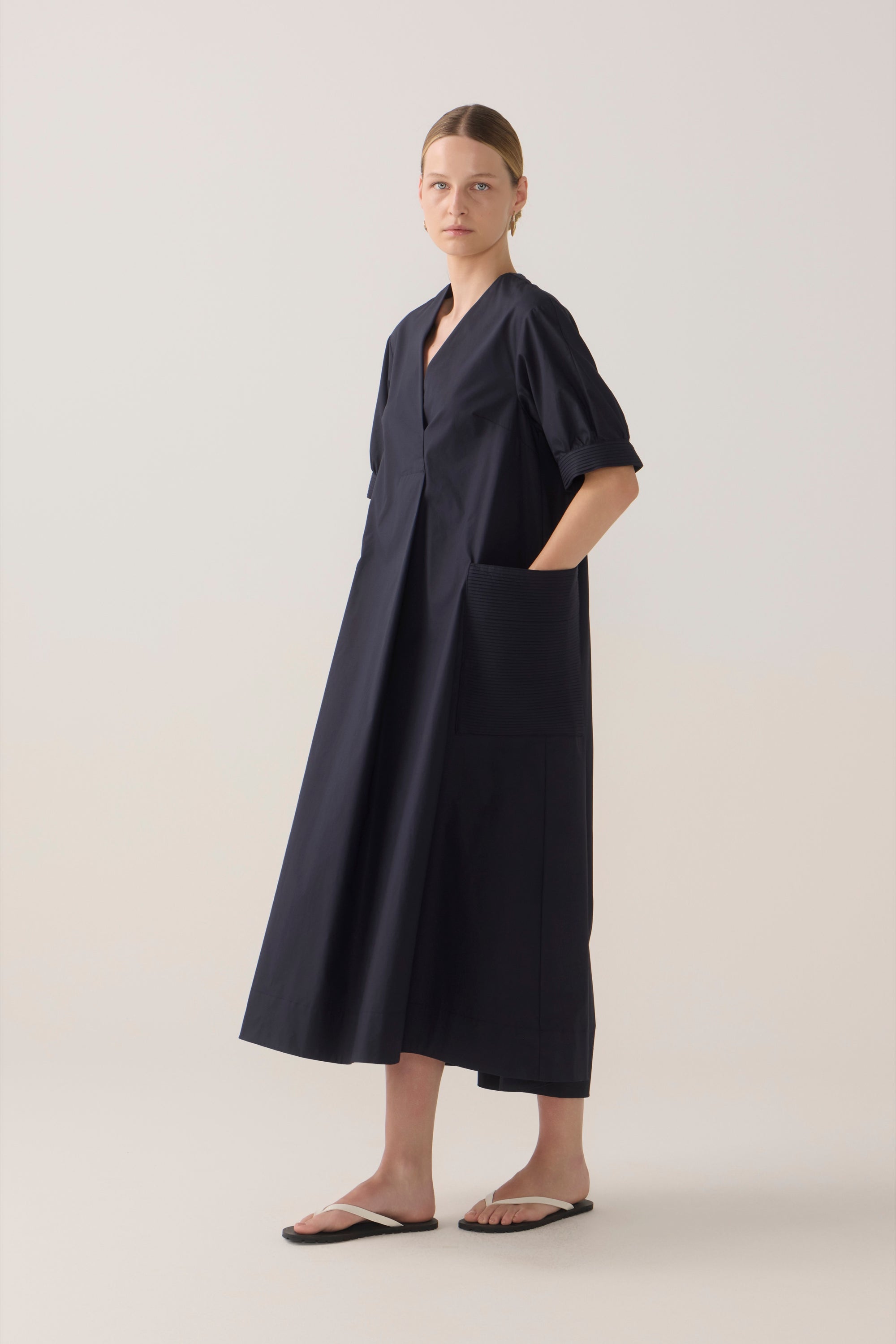 Marlowe Dress | Navy Cotton Tencel