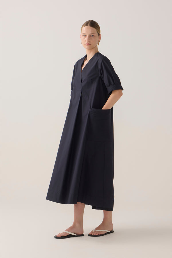 Marlowe Dress | Navy Cotton Tencel