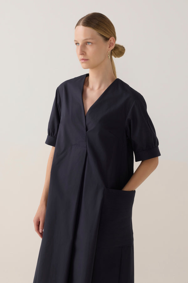Marlowe Dress | Navy Cotton Tencel