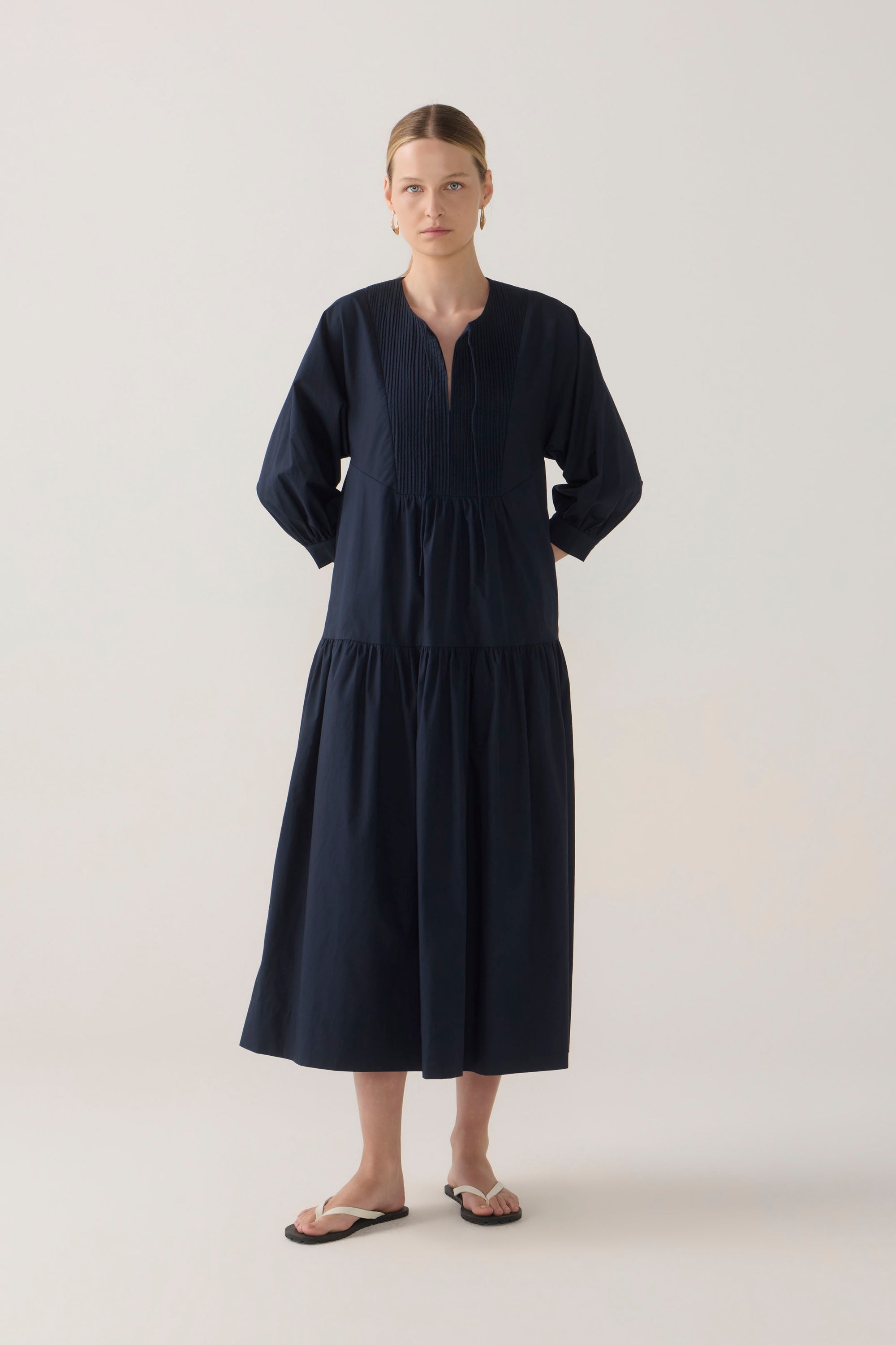 Mavi Dress | Navy Poplin