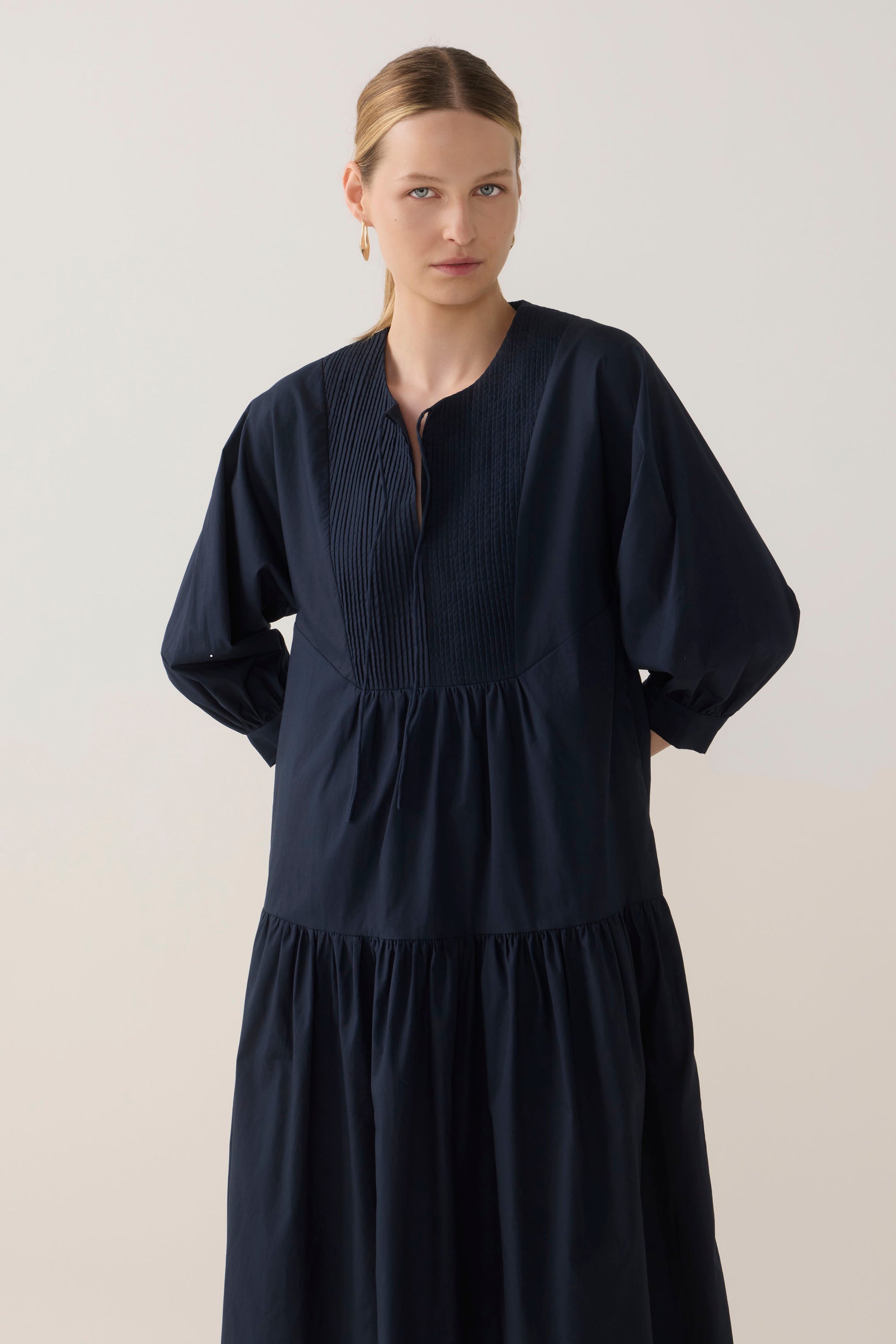 Mavi Dress | Navy Poplin