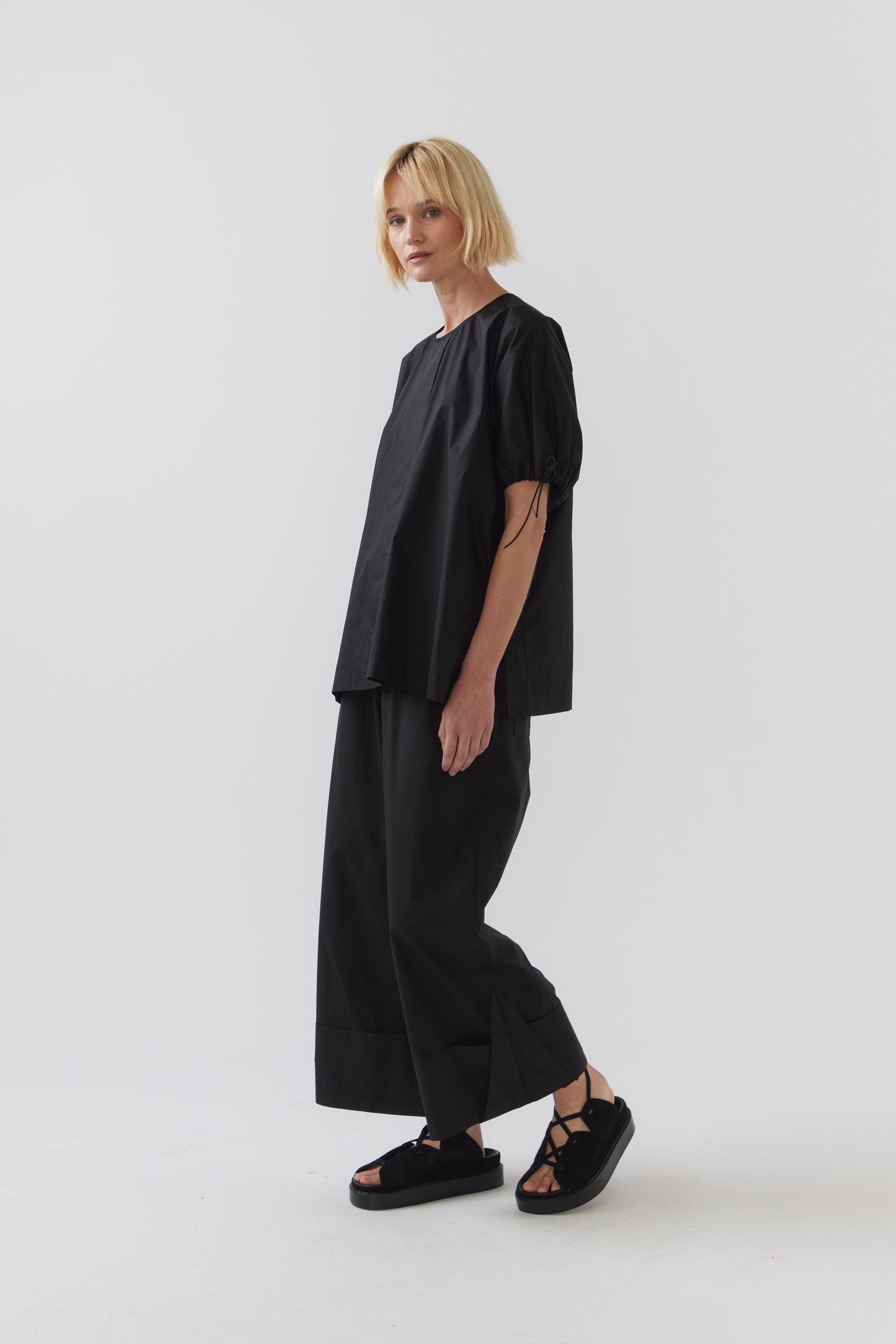 Naomi Top | Black Poplin