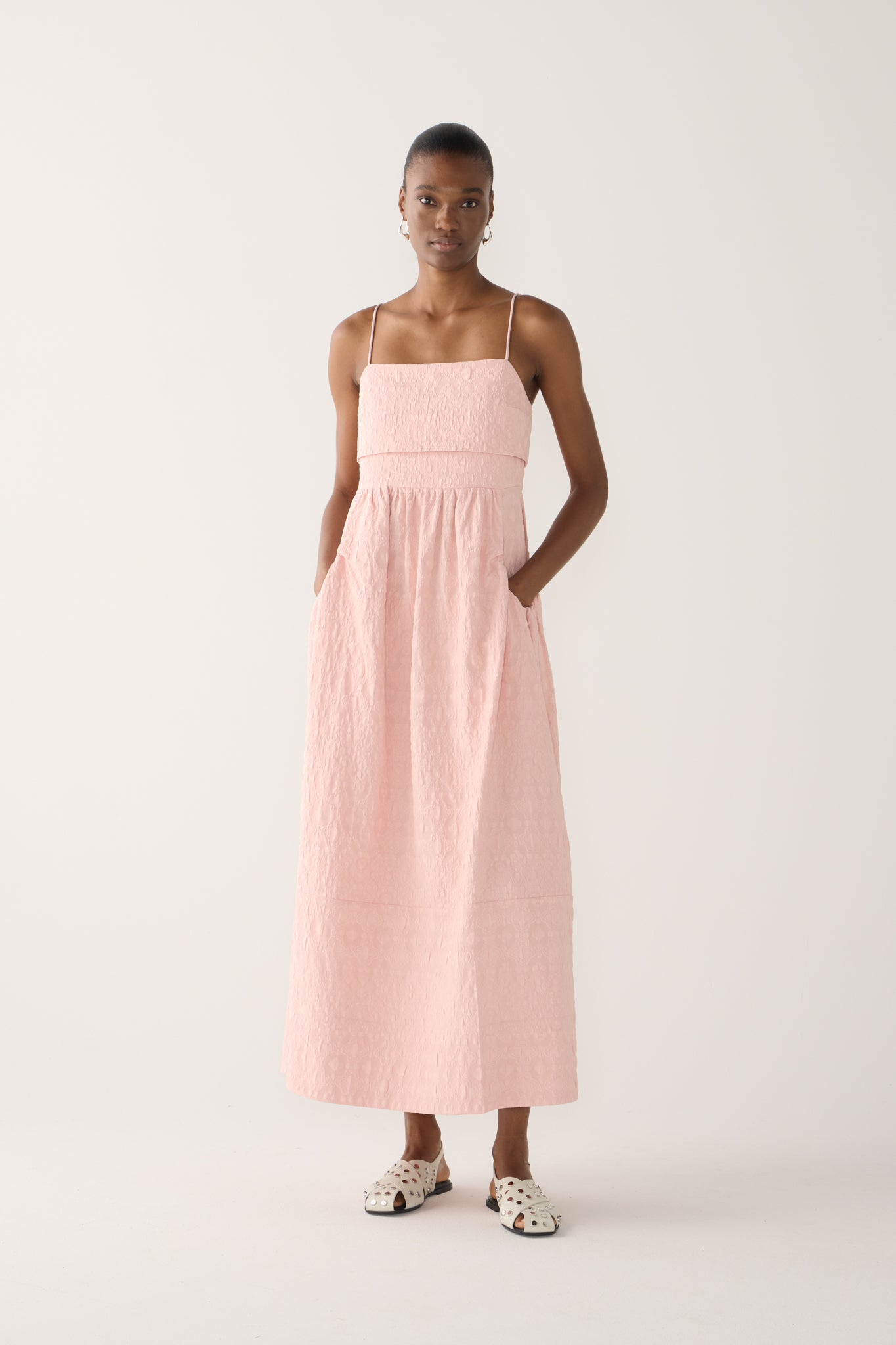 Nicole Dress | Lace Pink Jacquard