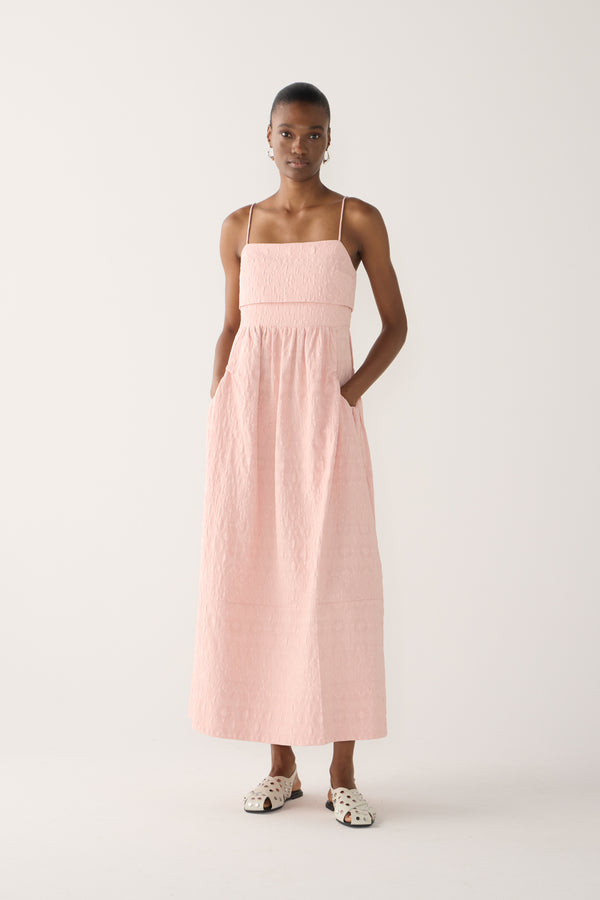 Nicole Dress | Lace Pink Jacquard