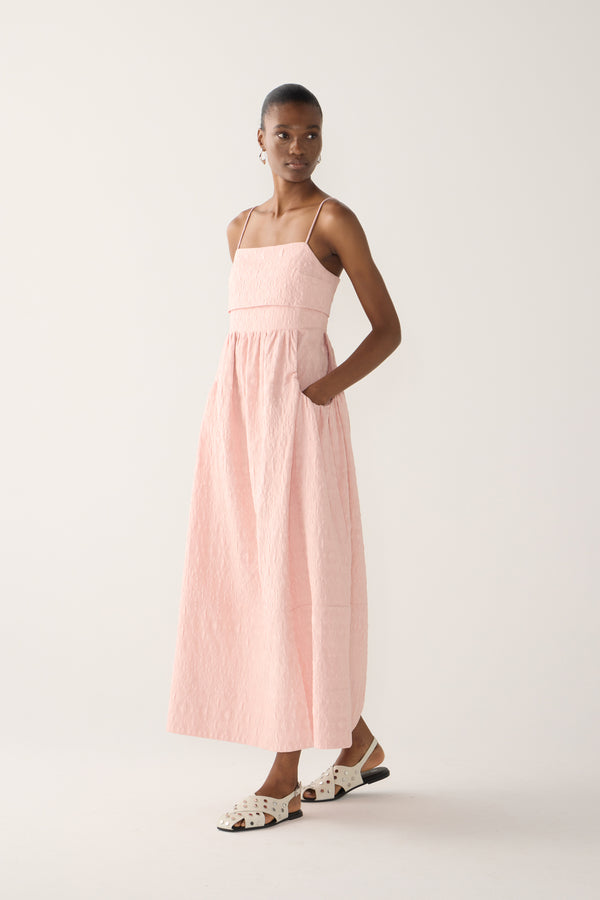 Nicole Dress | Lace Pink Jacquard