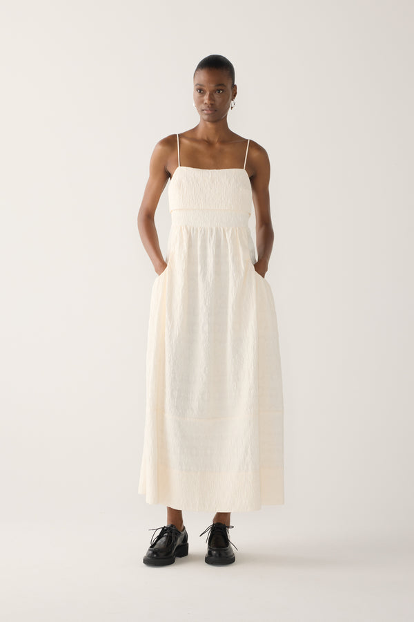 Nicole Dress | Off White Jacquard