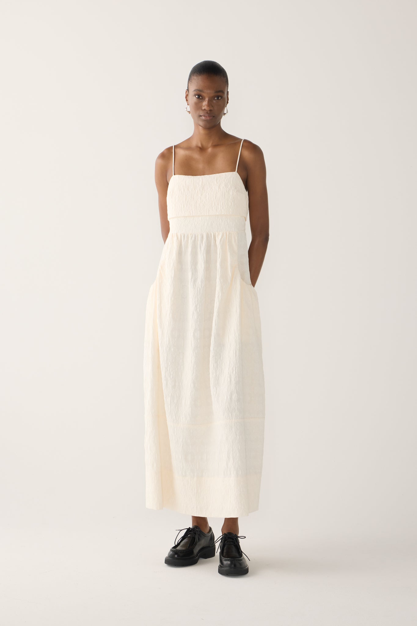 Nicole Dress | Off White Jacquard