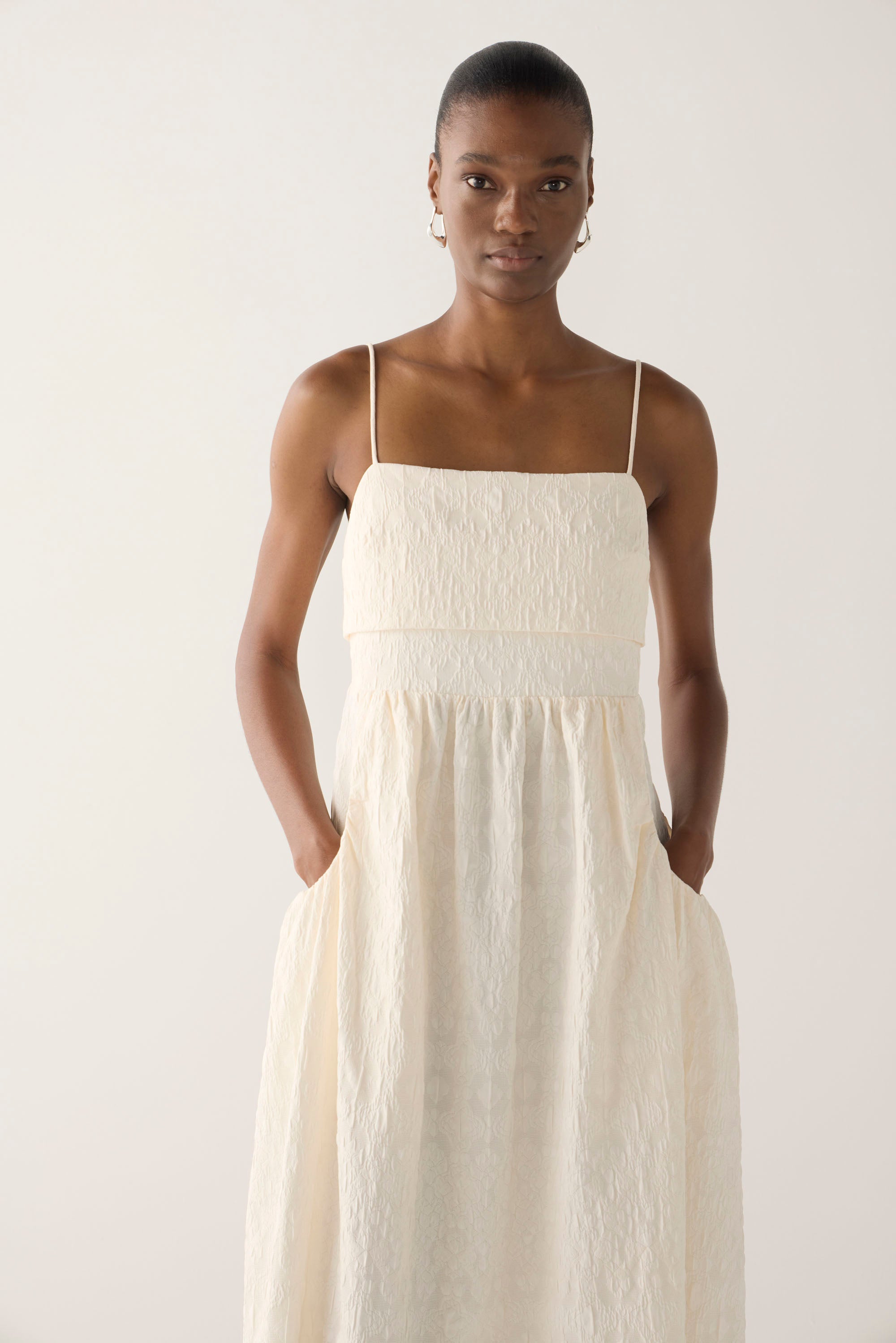 Nicole Dress | Off White Jacquard