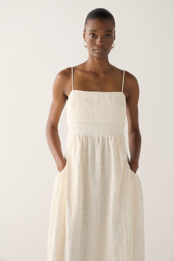 Nicole Dress | Off White Jacquard