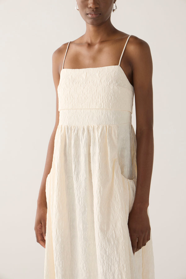 Nicole Dress | Off White Jacquard