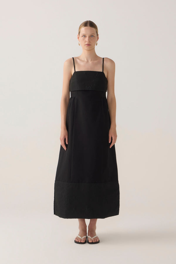 Nova Dress | Black Cotton Silk