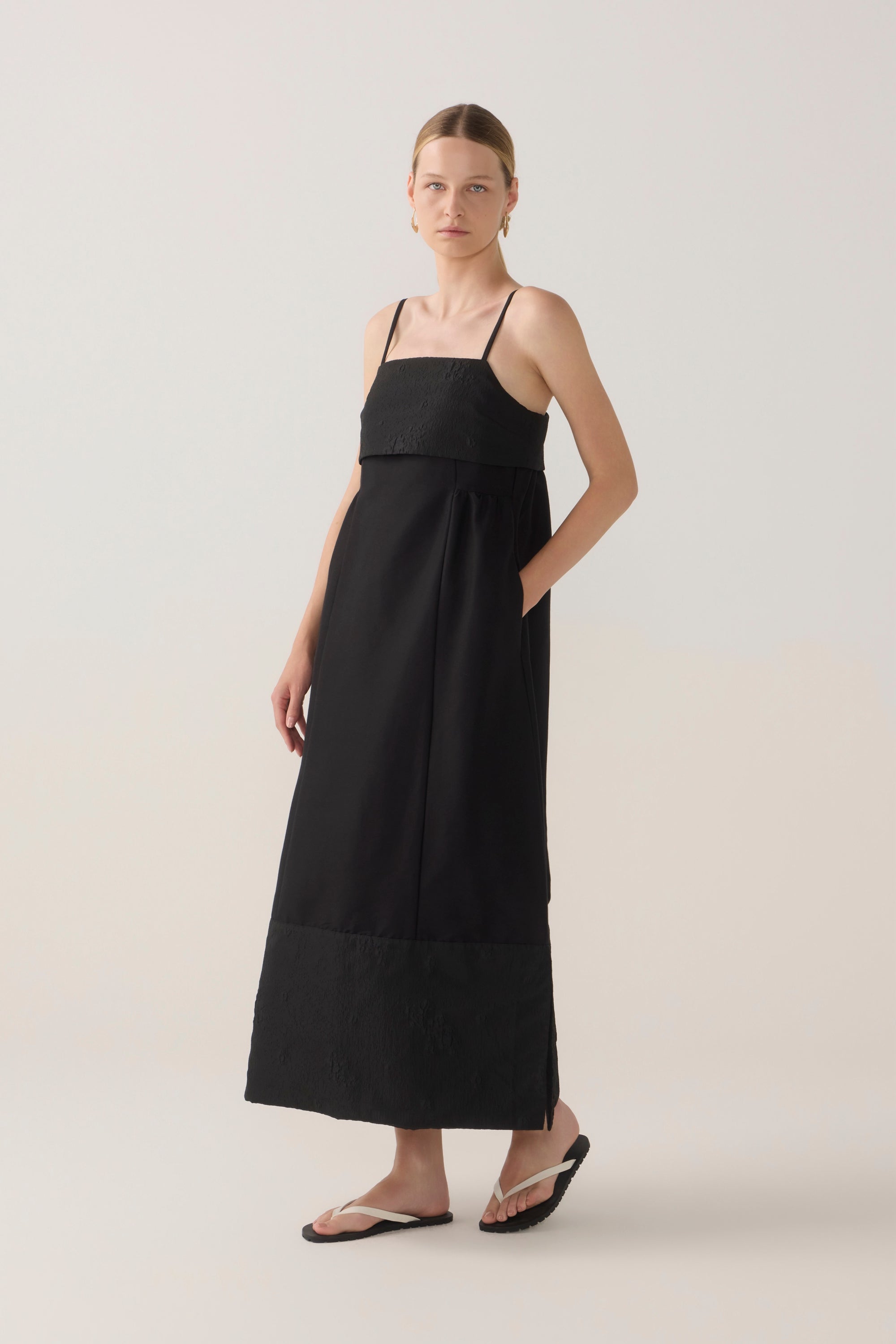 Nova Dress | Black Cotton Silk