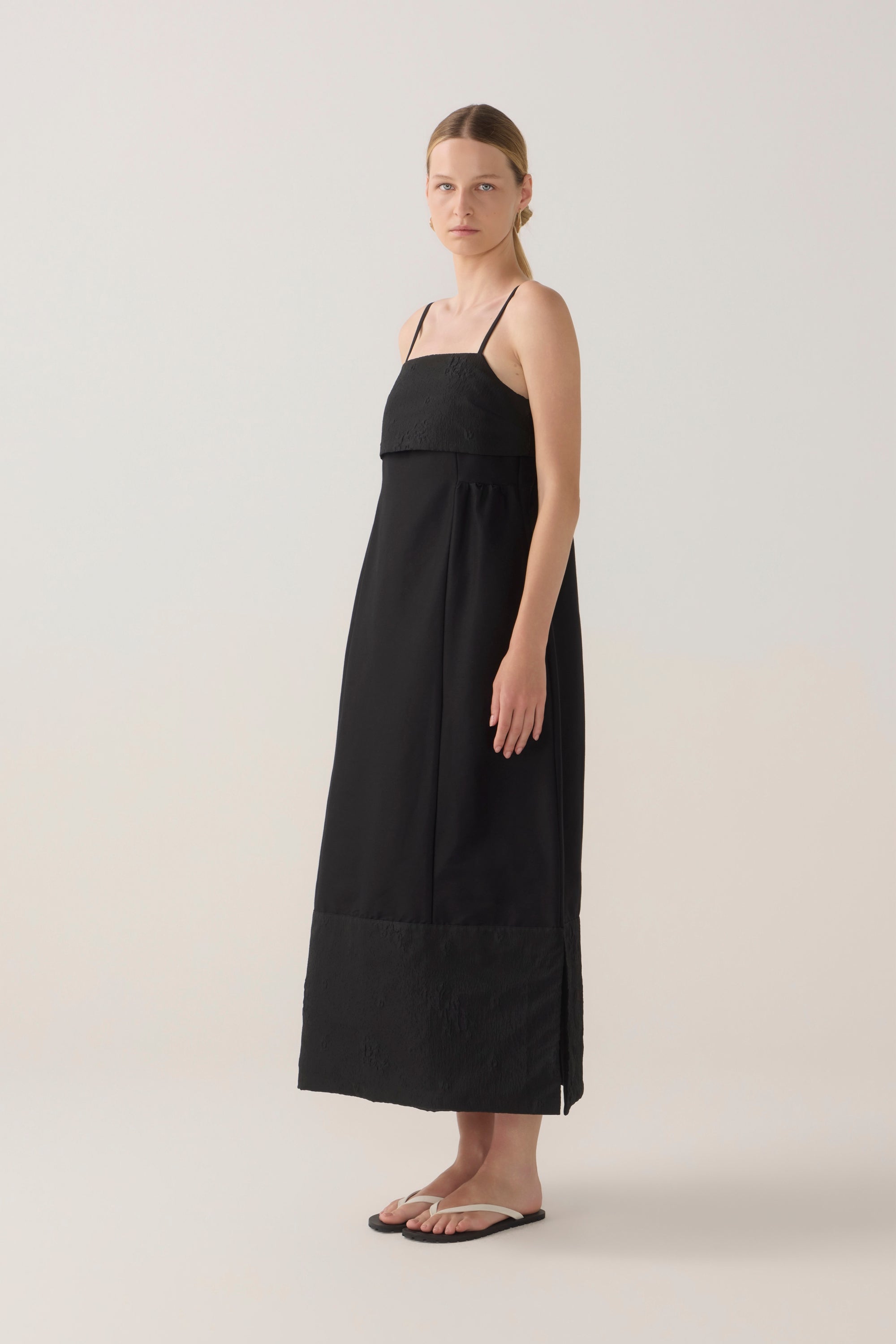 Nova Dress | Black Cotton Silk