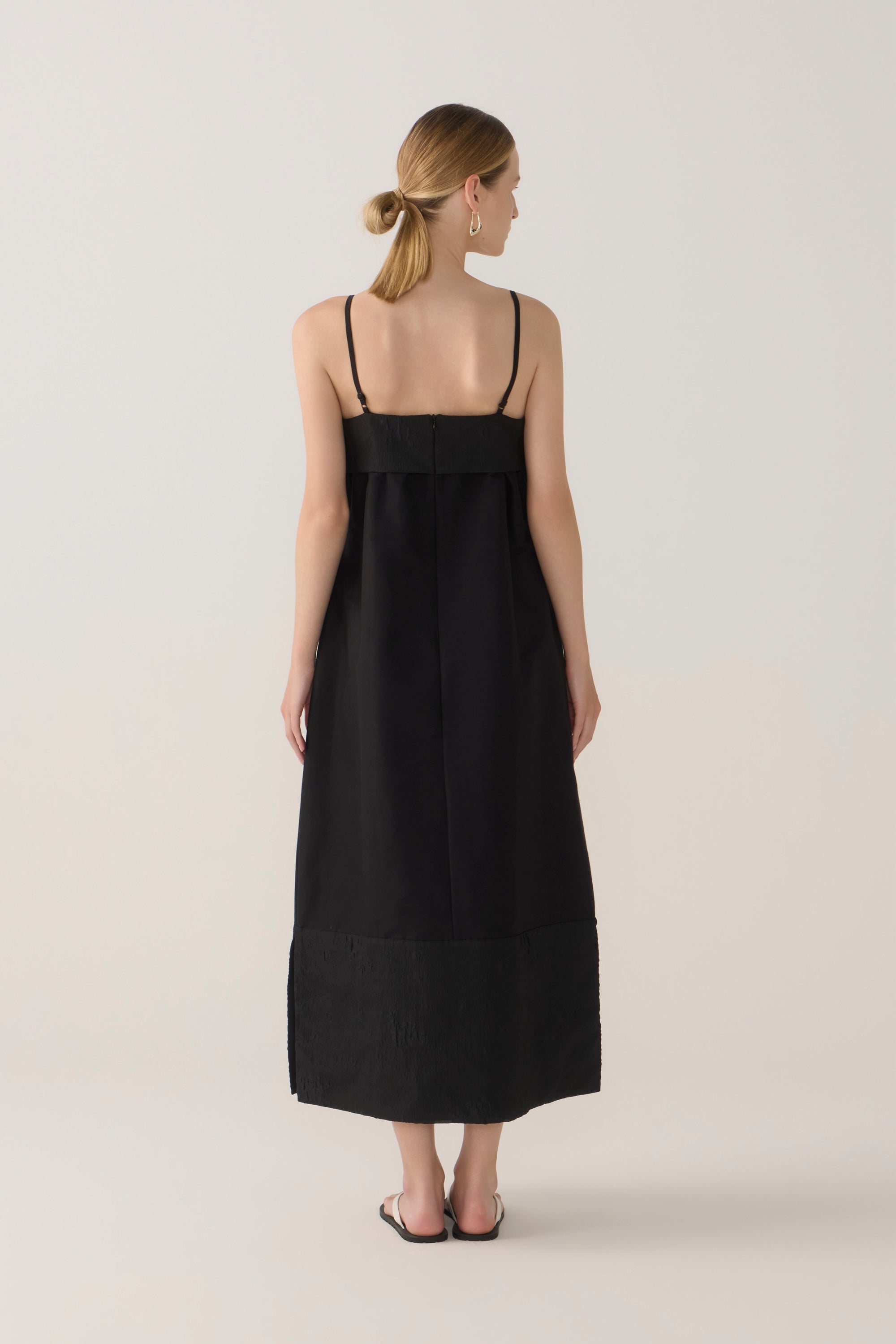 Nova Dress | Black Cotton Silk