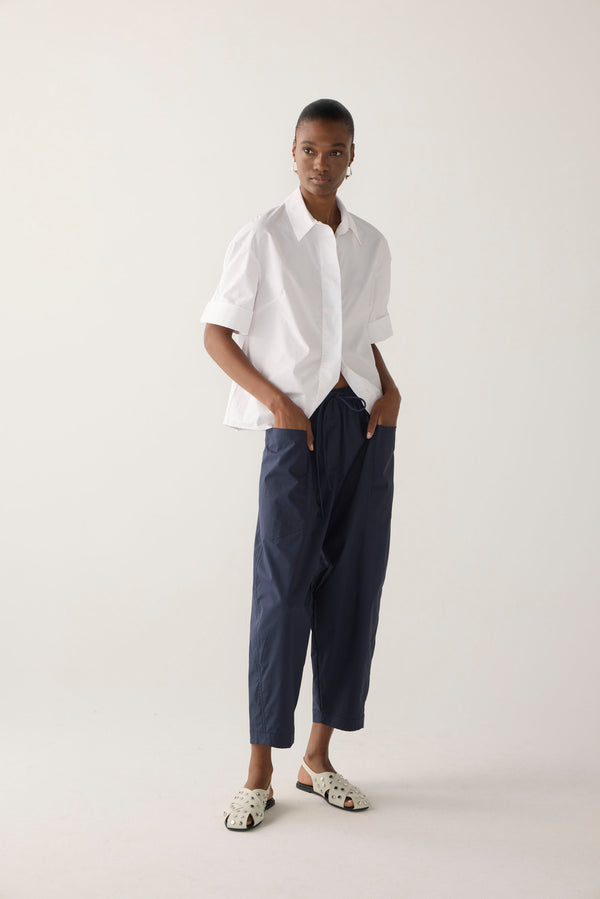 Edna Pant | Navy Poplin