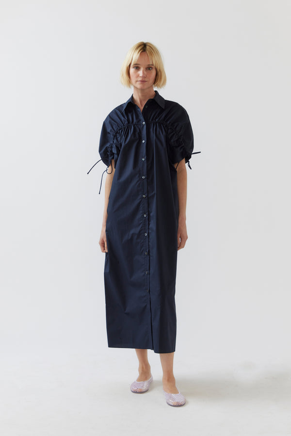 Polly Dress | Navy Poplin