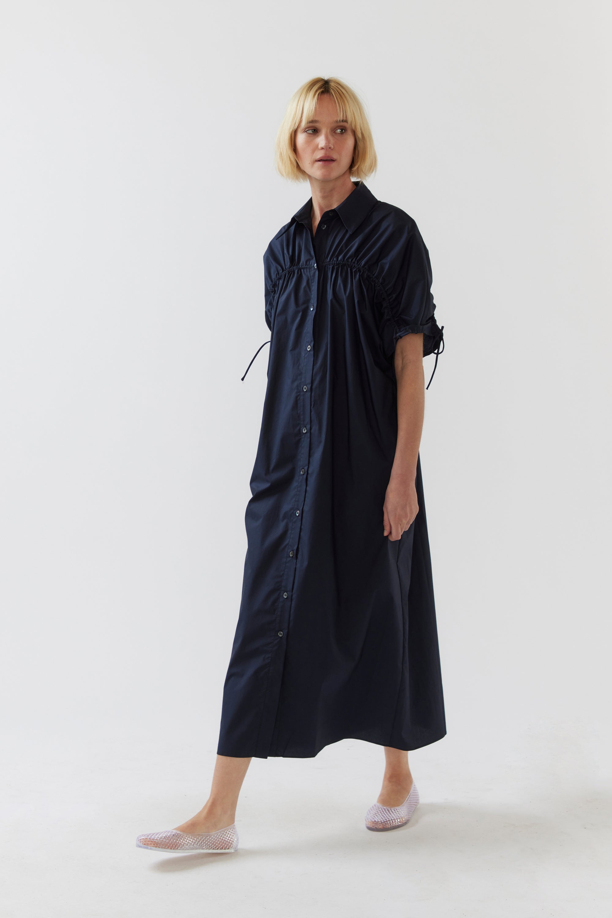 Polly Dress | Navy Poplin