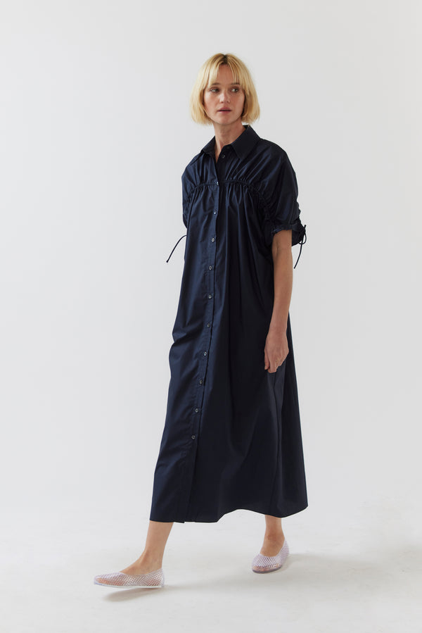 Polly Dress | Navy Poplin