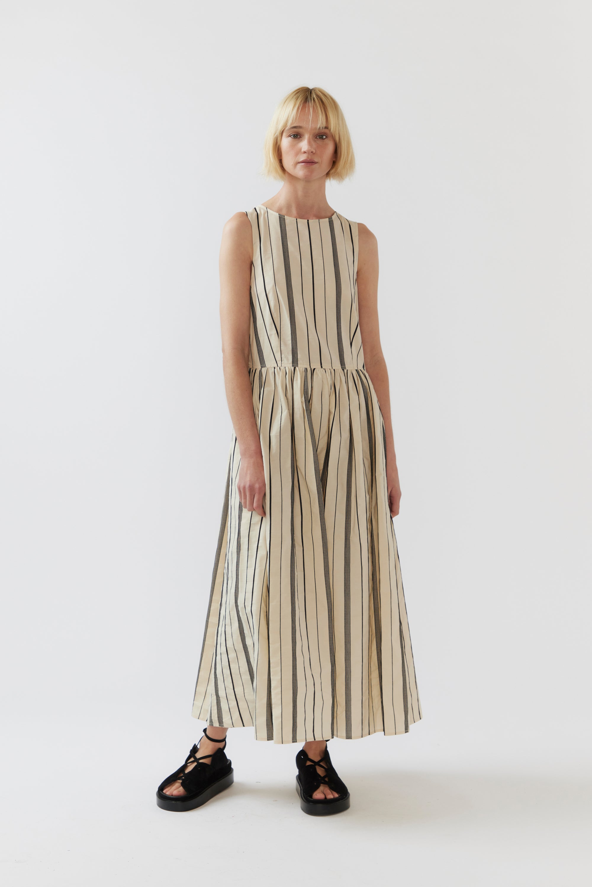 Remington Dress | Black Stripe Jacquard