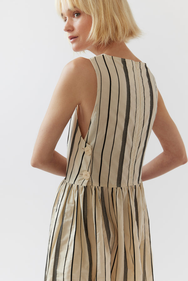 Remington Dress | Black Stripe Jacquard