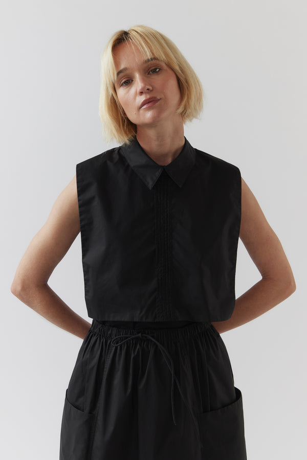 Sage Top | Black Poplin