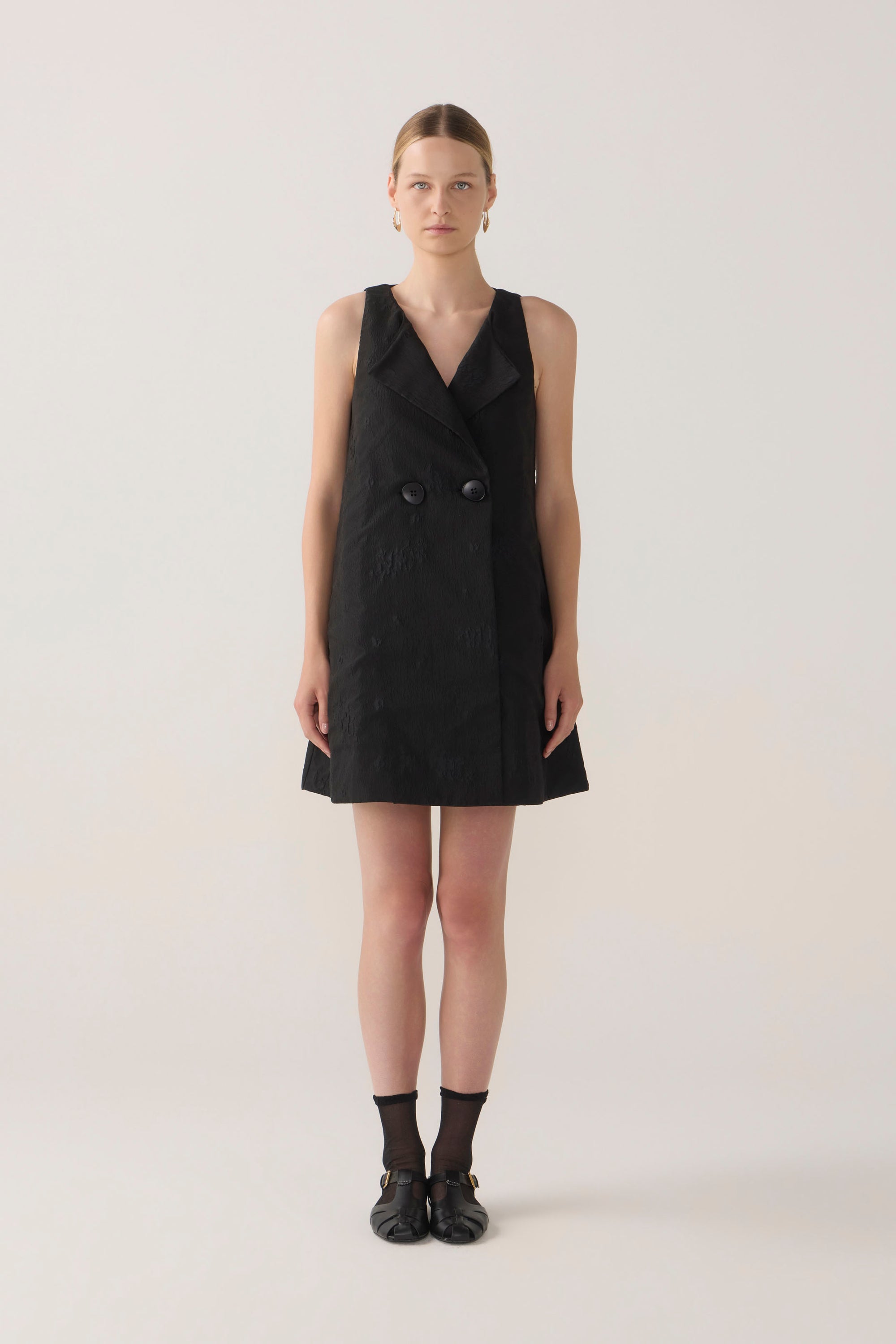Suki Dress | Black Cotton Silk + Organza