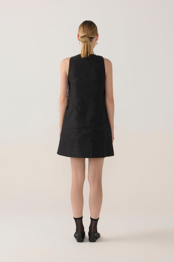 Suki Dress | Black Cotton Silk + Organza