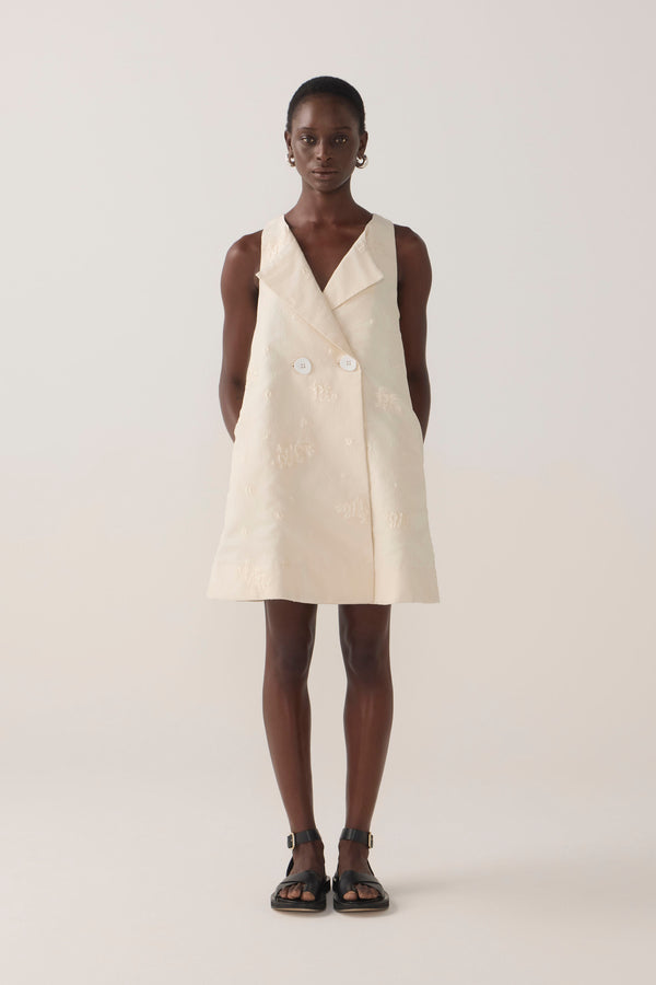 Suki Dress | Bone Cotton Silk + Organza