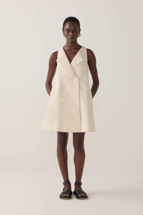 Suki Dress | Bone Cotton Silk + Organza