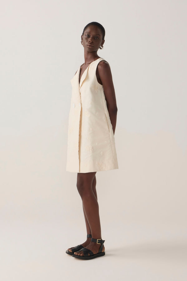 Suki Dress | Bone Cotton Silk + Organza