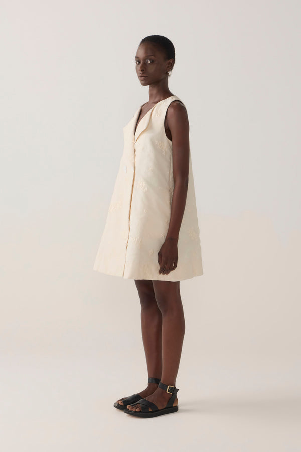 Suki Dress | Bone Cotton Silk + Organza