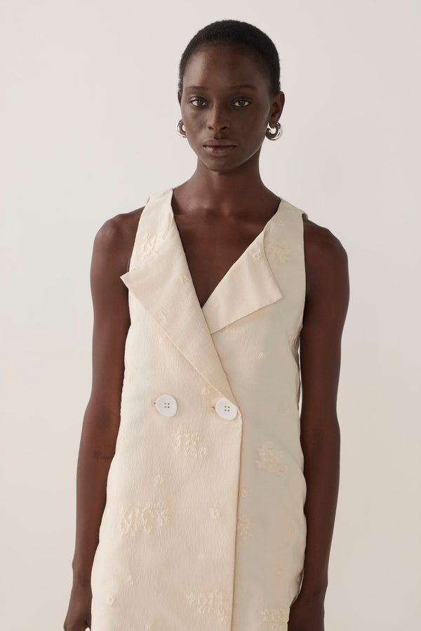 Suki Dress | Bone Cotton Silk + Organza