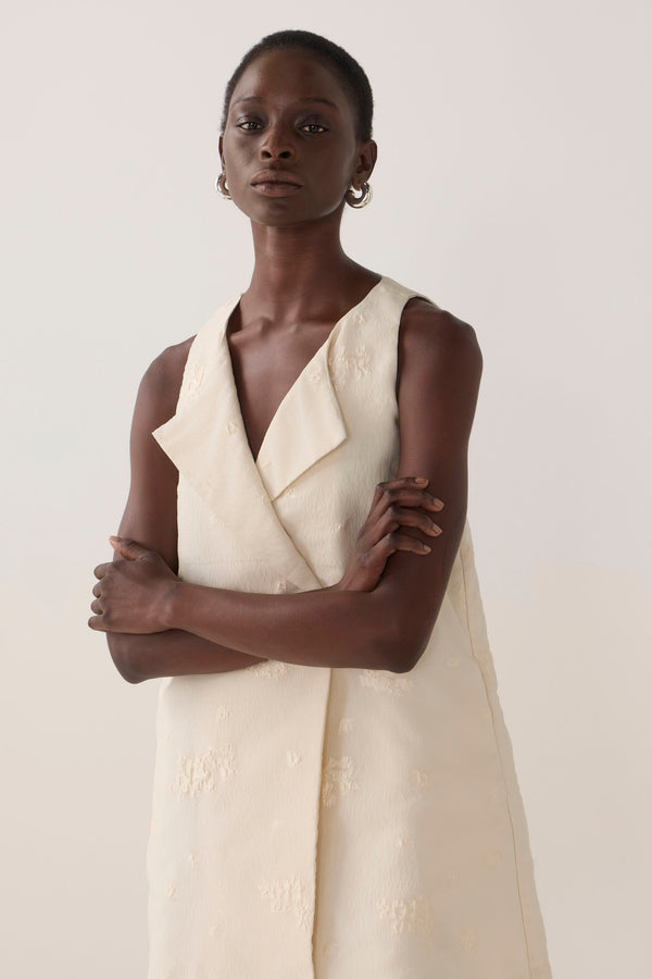 Suki Dress | Bone Cotton Silk + Organza