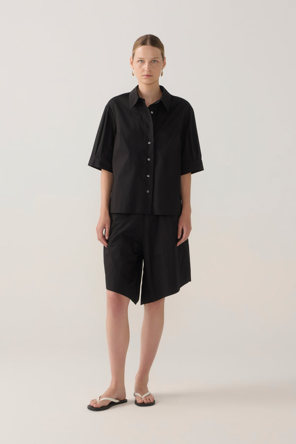 Summer Short | Black Cotton Tencel