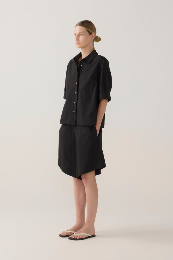 Summer Short | Black Cotton Tencel