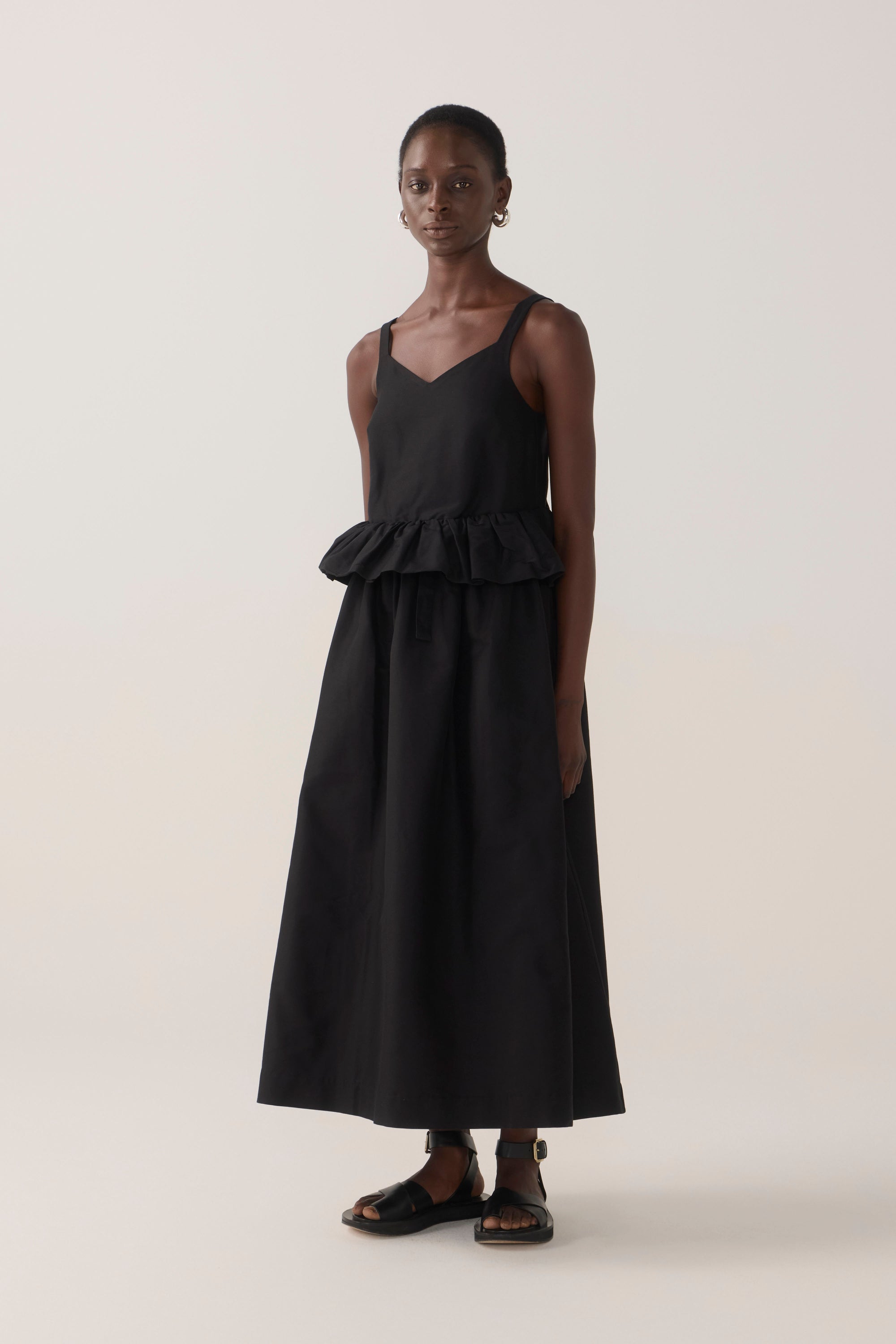 Valentina Dress | Black Cotton Silk