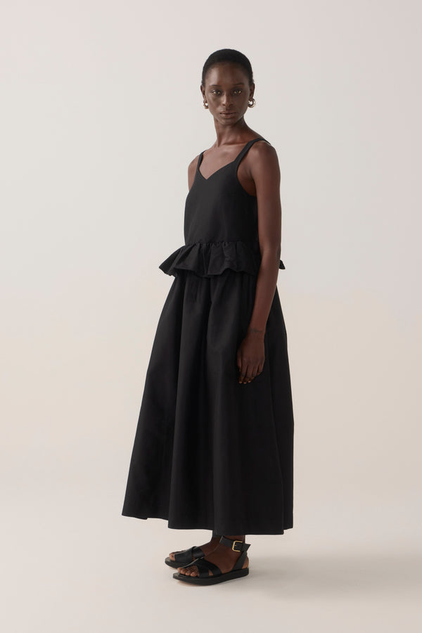 Valentina Dress | Black Cotton Silk