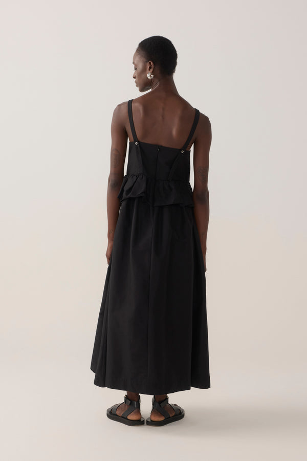 Valentina Dress | Black Cotton Silk