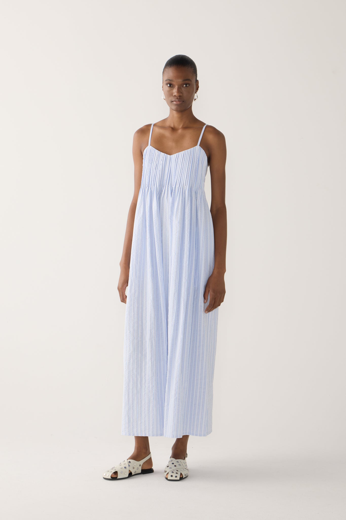 Viv Dress | Blue Stripe Seersucker