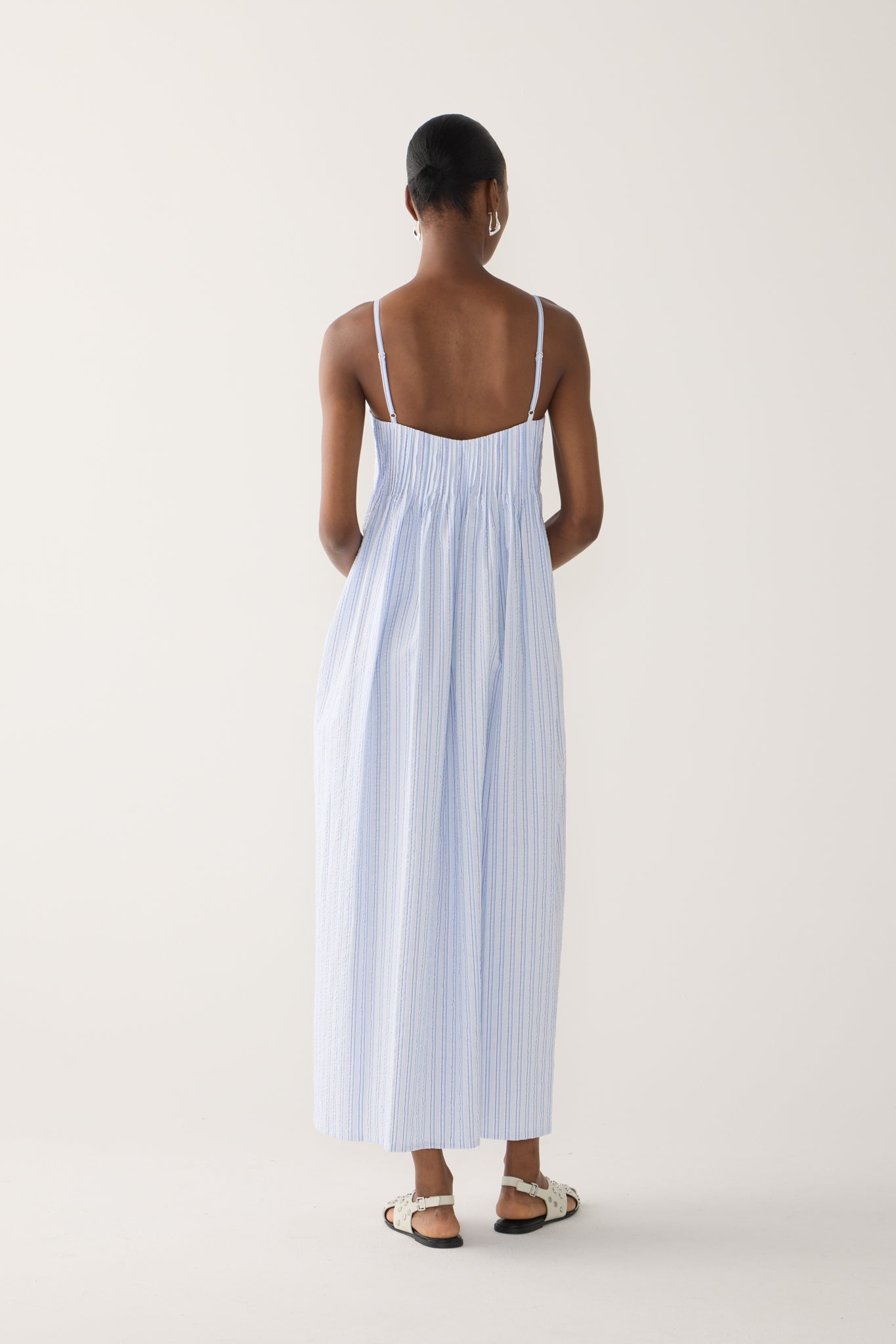 Viv Dress | Blue Stripe Seersucker